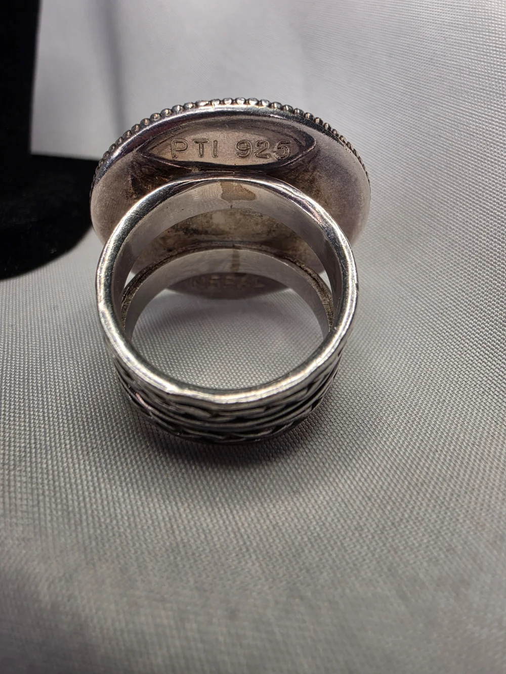 2 Mohurs coin of Nepal Statement Ring Sterling Silver Sz 7.5
